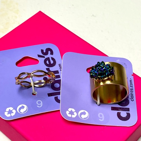Claire's Jewelry Claires Gold Toned Rings Sz 9 3 For 2 Poshmark